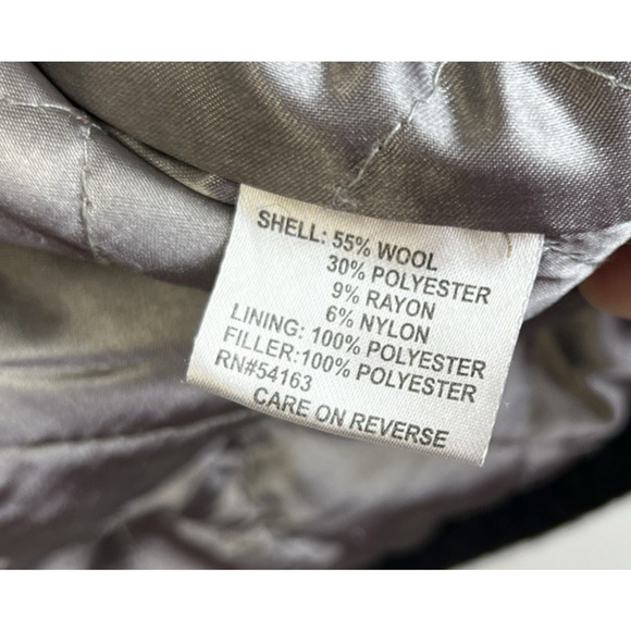 Calvin Klein Wool Blend Jacket Pea Coat Double Breasted Women 8 Black Warm - Picture 14 of 16